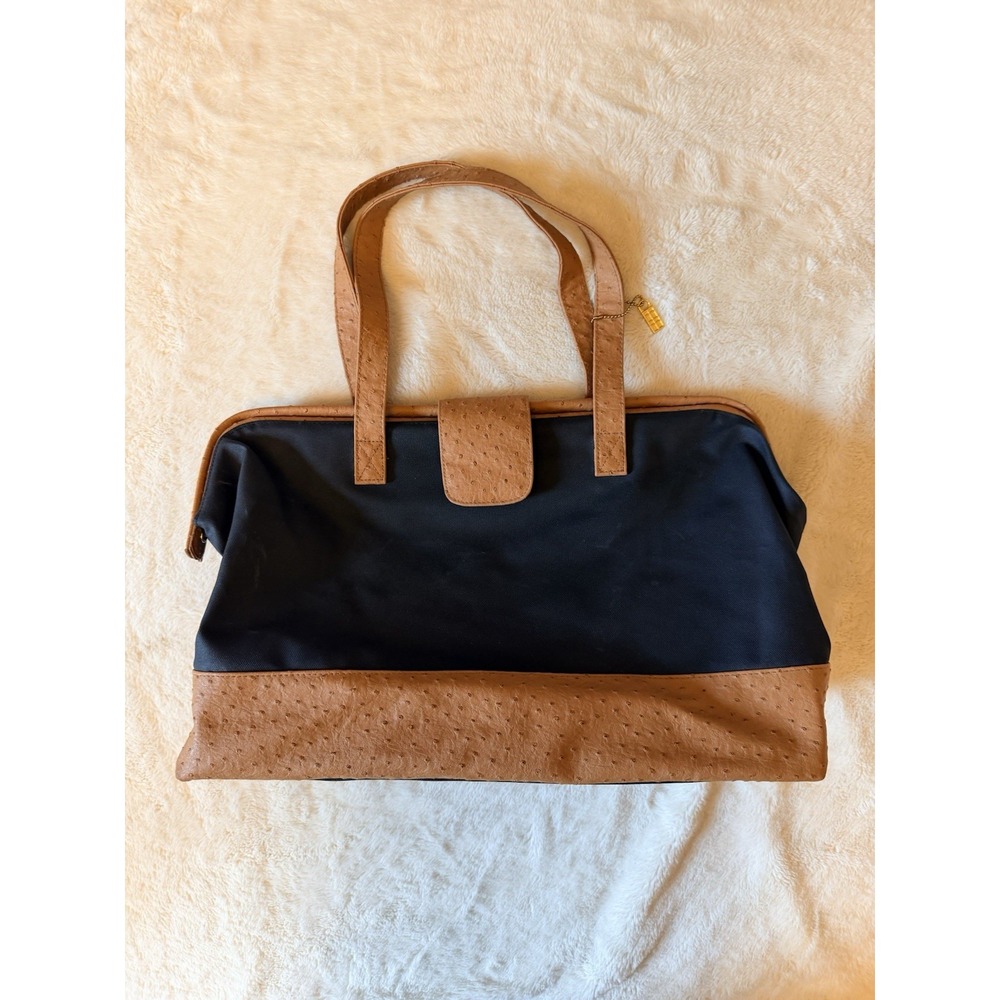 VTG‎ Elizabeth Arden Overnight Weekender Bag Faux Leather Ostrich Y2K Old Money